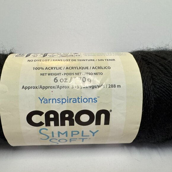 1 Skein - Caron Simply Soft Yarn - Black - Picture 3 of 4